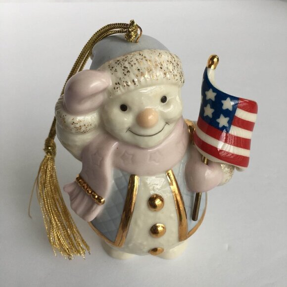 Lenox Patriotic Snowman Christmas Ornament American Flag - Picture 2 of 5